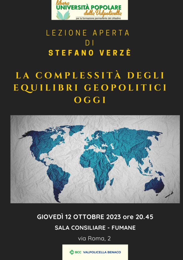 LEZIONE APERTA: LA COMPLESSITÀ DEGLI EQUILIBRI GEOPOLITICI OGGI - Univalpo